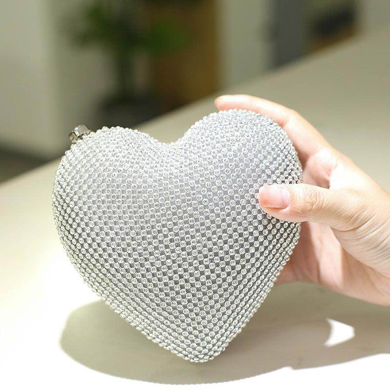 Diamond Heart Bag mini Shiny Diamond Evening bag 729106323676 - COCOMELODY